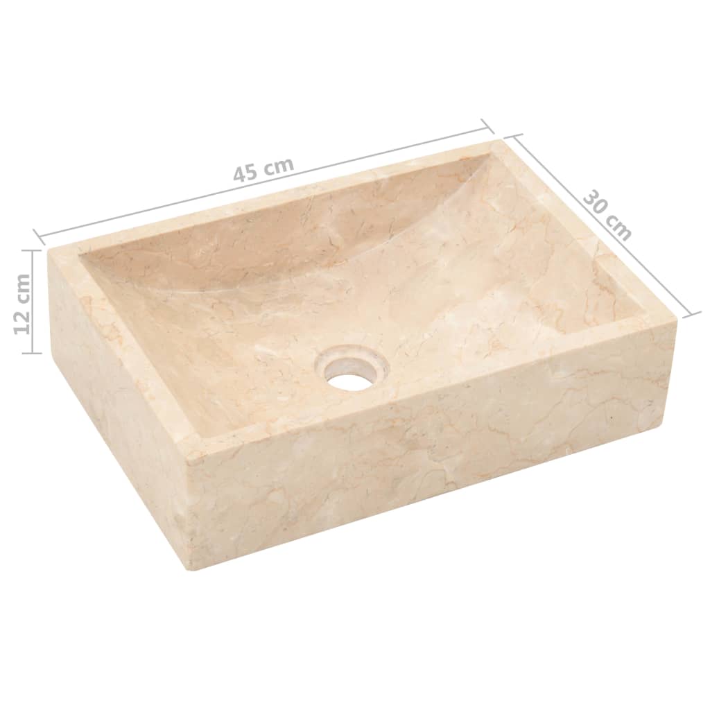 vidaXL Lavatório 45x30x12 cm mármore creme brilhante