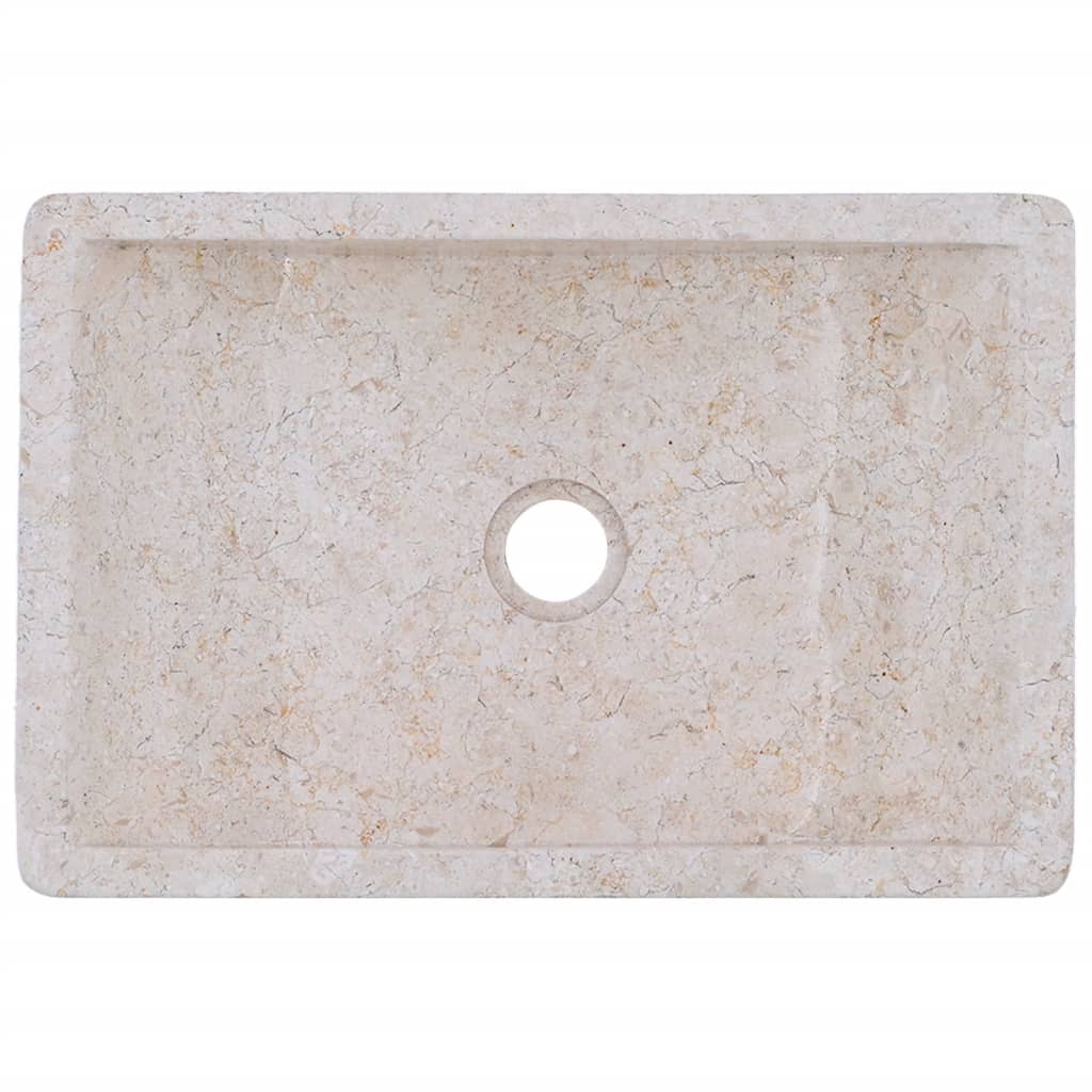 vidaXL Lavatório 45x30x12 cm mármore creme brilhante