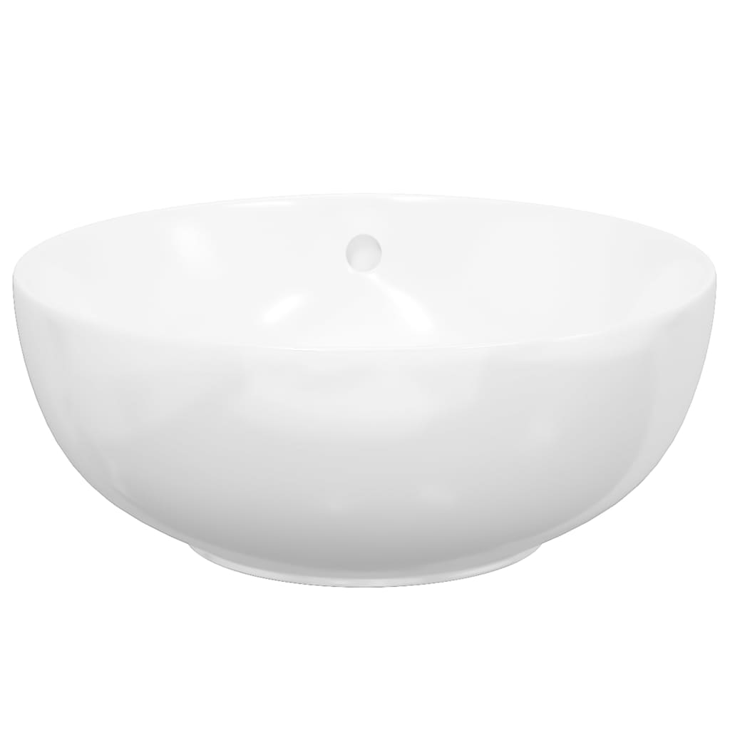 vidaXL Lavatório redondo 44x17 cm cerâmica branco