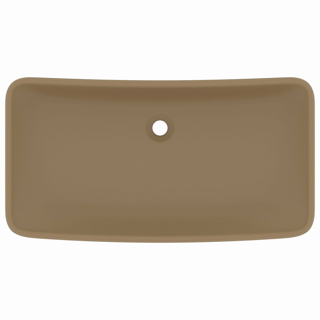 vidaXL Lavatório luxuoso retangular 71x38 cm cerâmica creme mate