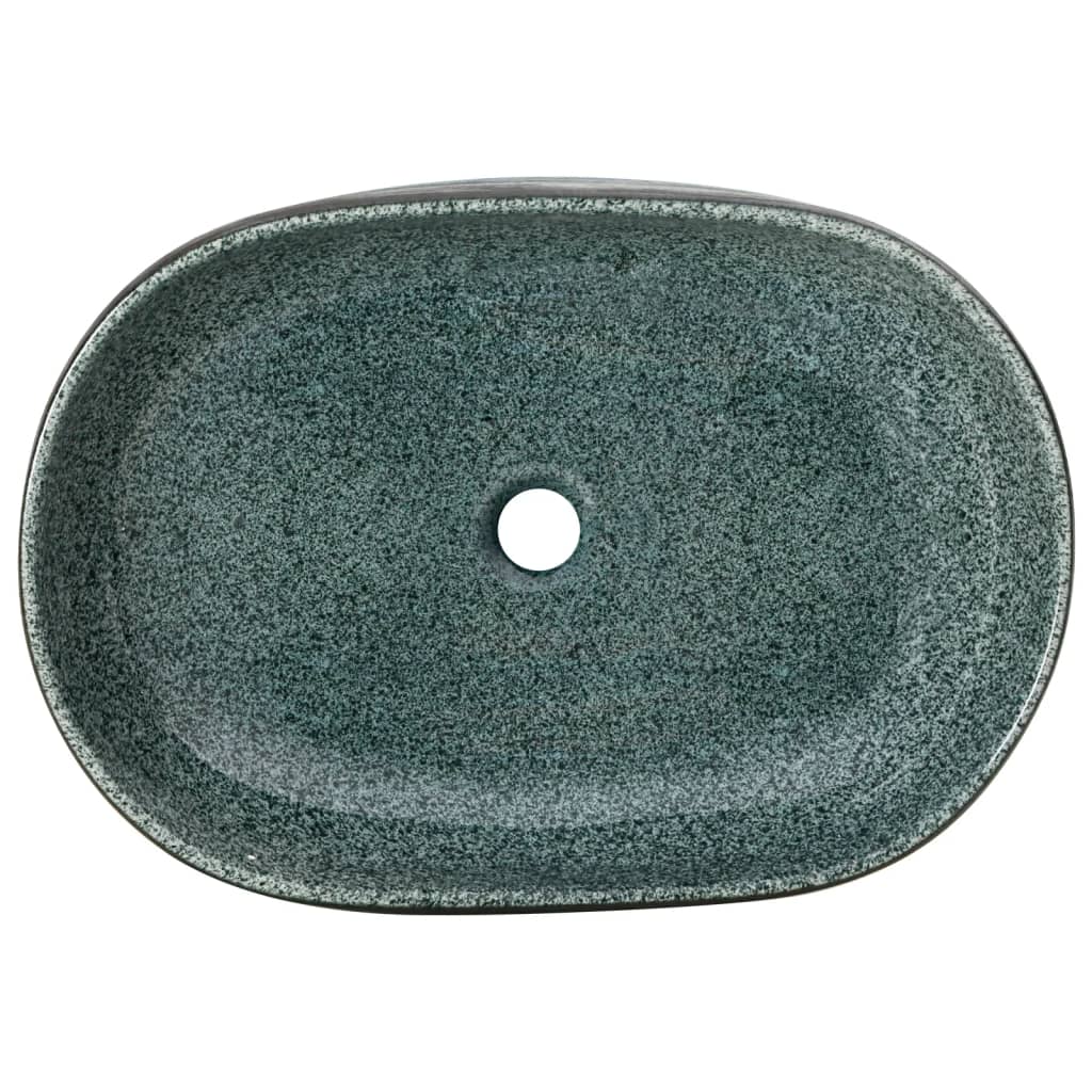 vidaXL Lavatório de bancada oval 59x40x14 cm cerâmica turquesa