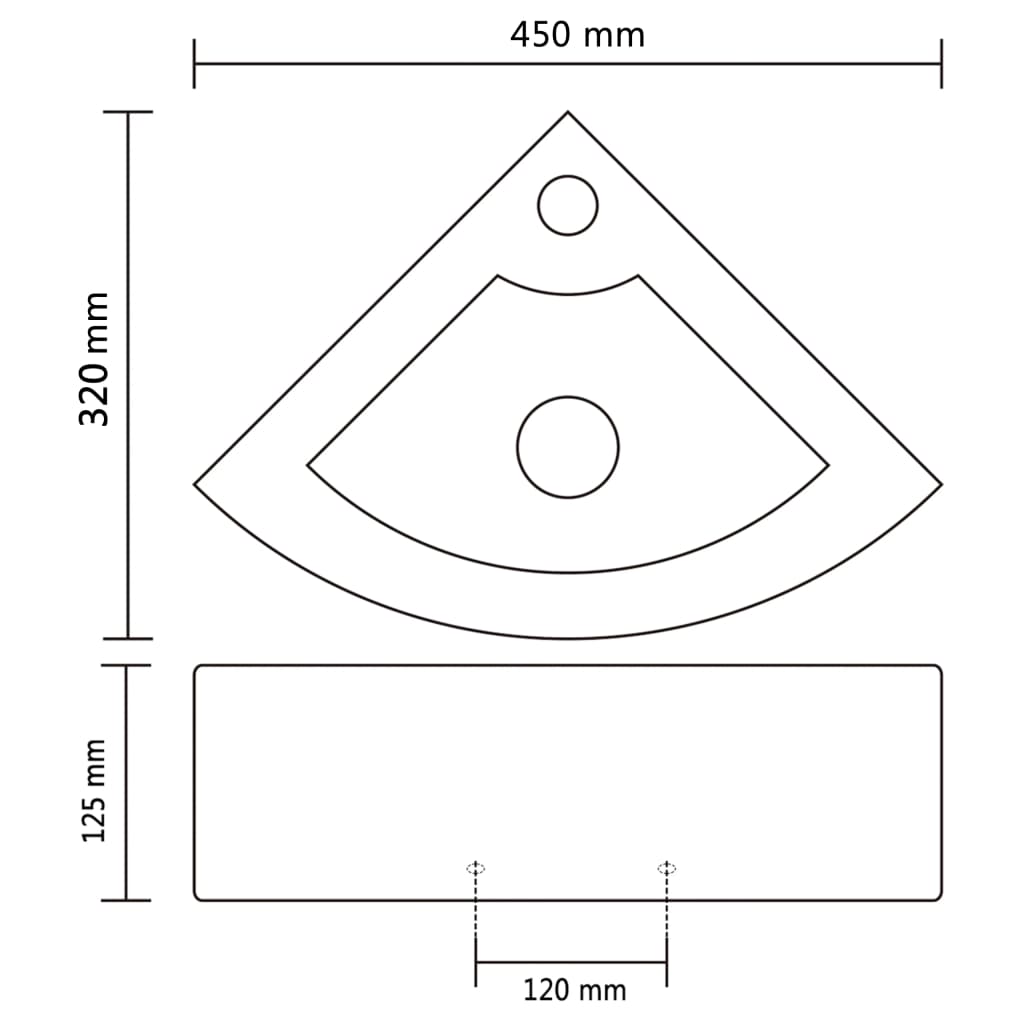 vidaXL Lavatório com extravasamento 45x32x12,5 cm branco