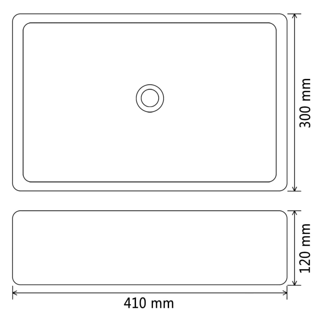 vidaXL Lavatório retangular em cerâmica preto 41x30x12 cm