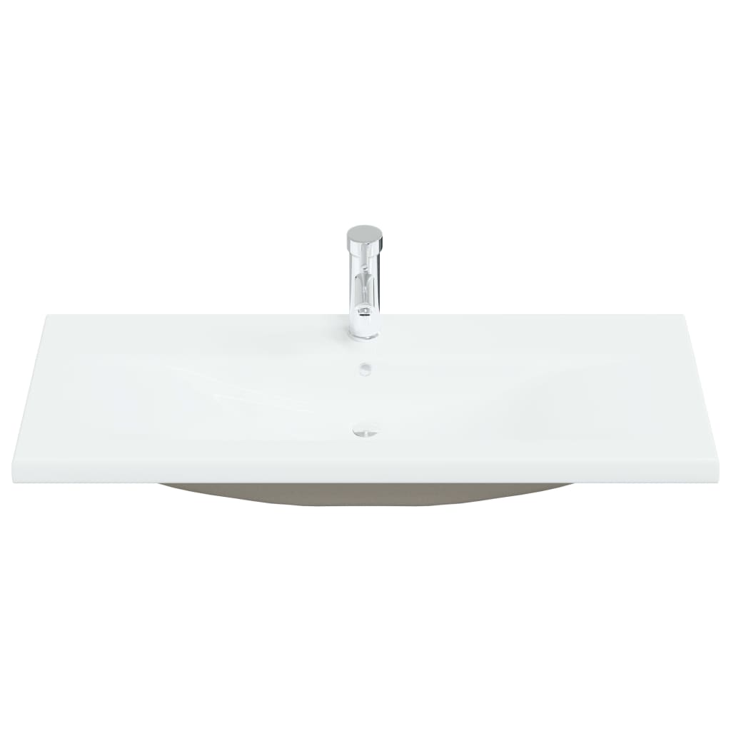 vidaXL Lavatório embutido c/ torneira 101x39x18 cm cerâmica branco