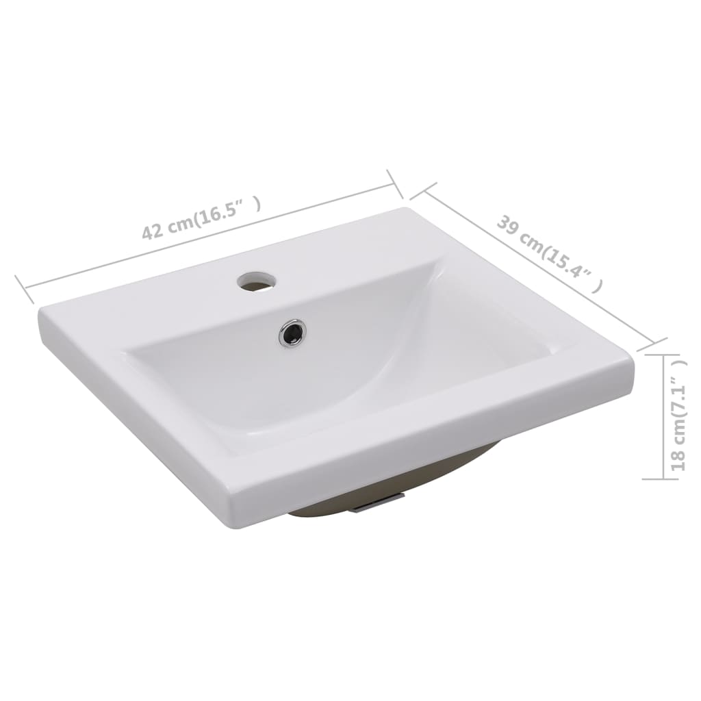 vidaXL Lavatório embutido 42x39x18 cm cerâmica branco