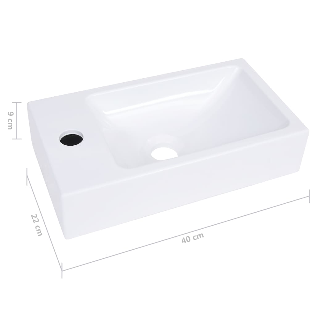 vidaXL Lavatório 400x220x90 mm SMC branco