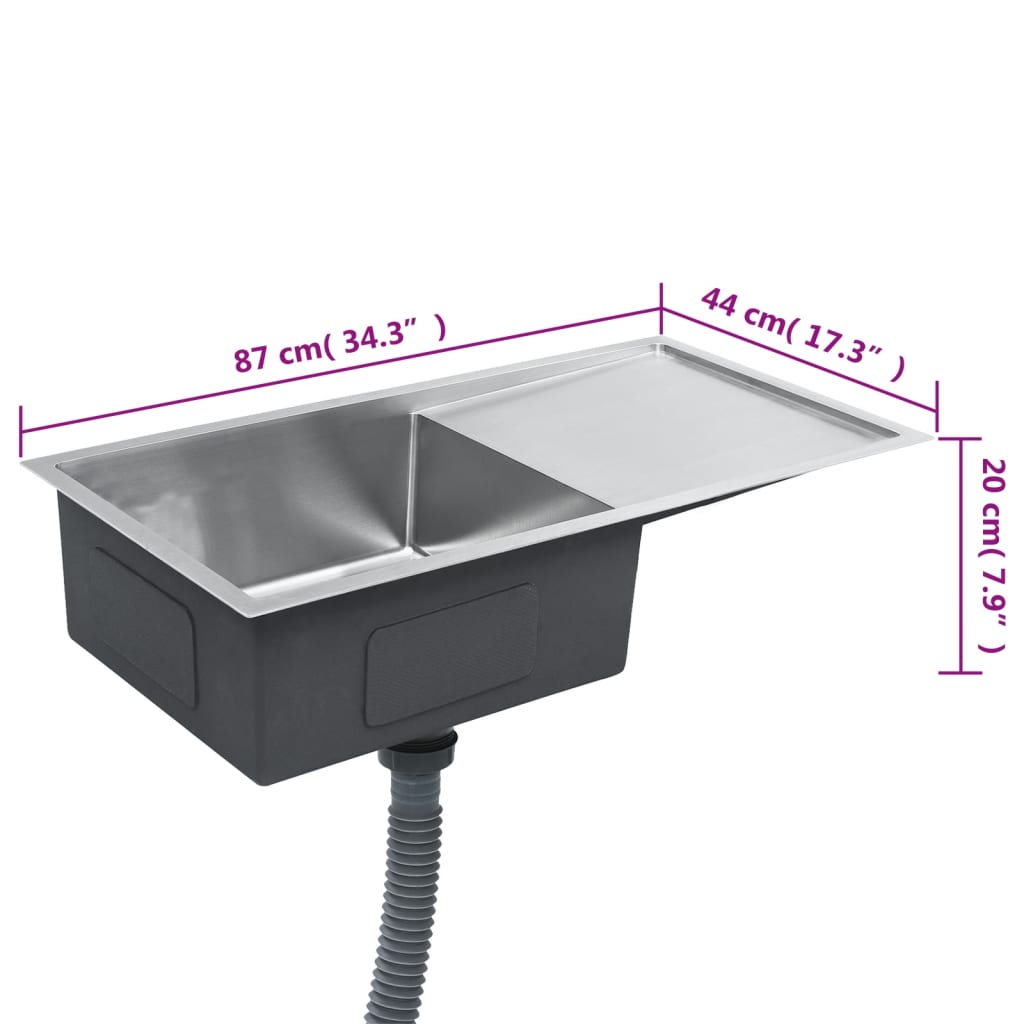 vidaXL Lava-louça de cozinha artesanal aço inoxidável