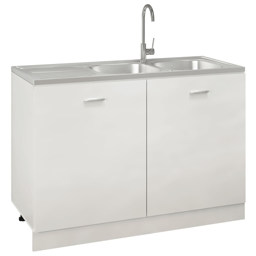 vidaXL Lava-louça cozinha + cuba dupla 1200x500x155 mm inox prateado