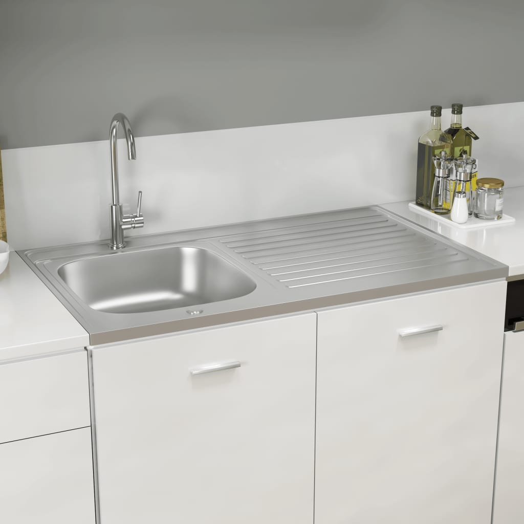 vidaXL Lava-louça cozinha + escorredor aço inox prateado