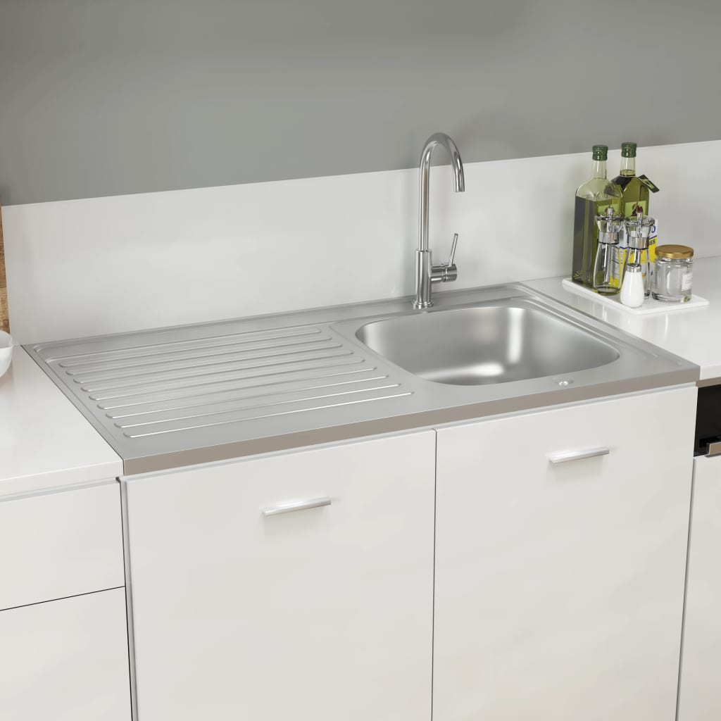 vidaXL Lava-louça cozinha + escorredor aço inox prateado