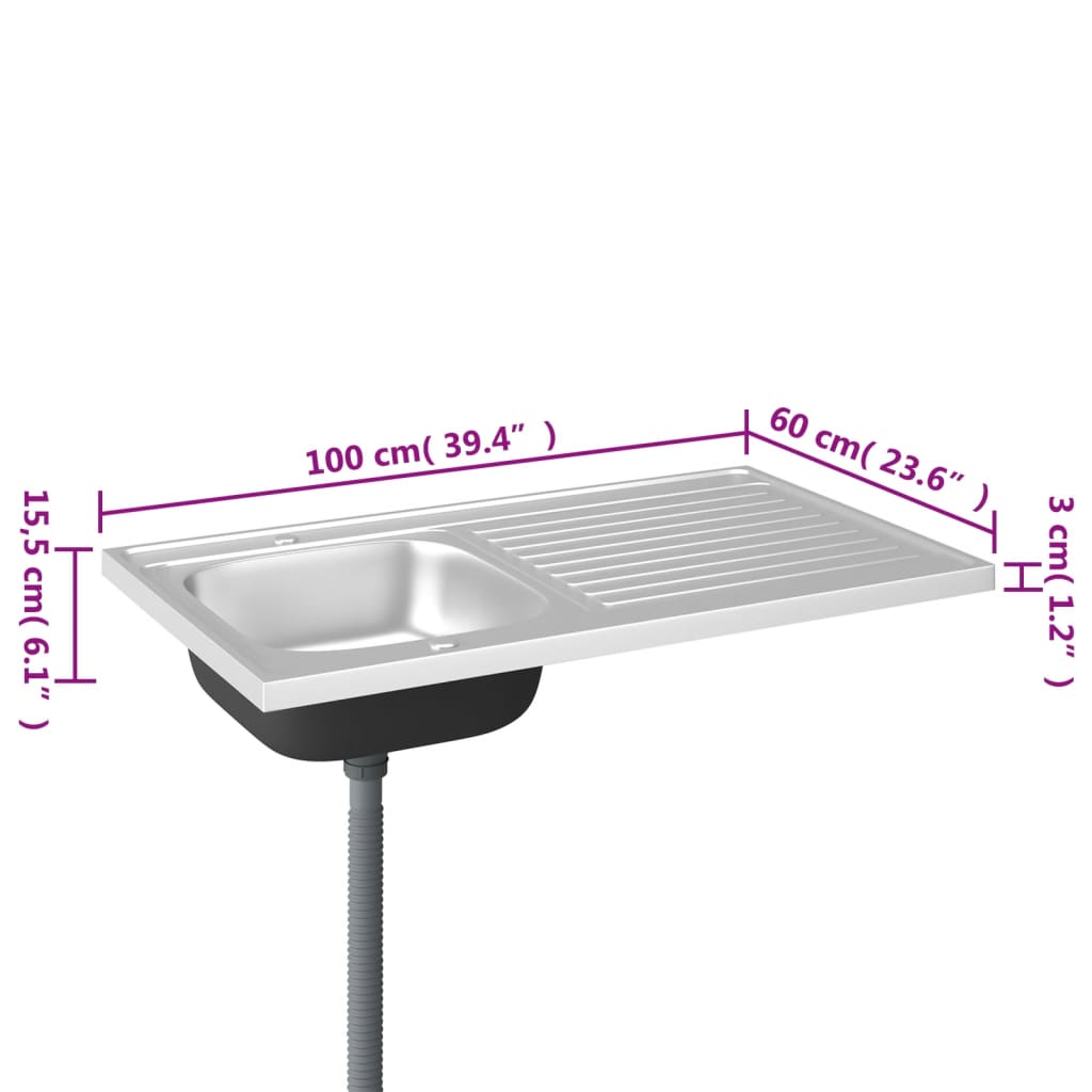 vidaXL Lava-louça cozinha + escorredor aço inox prateado