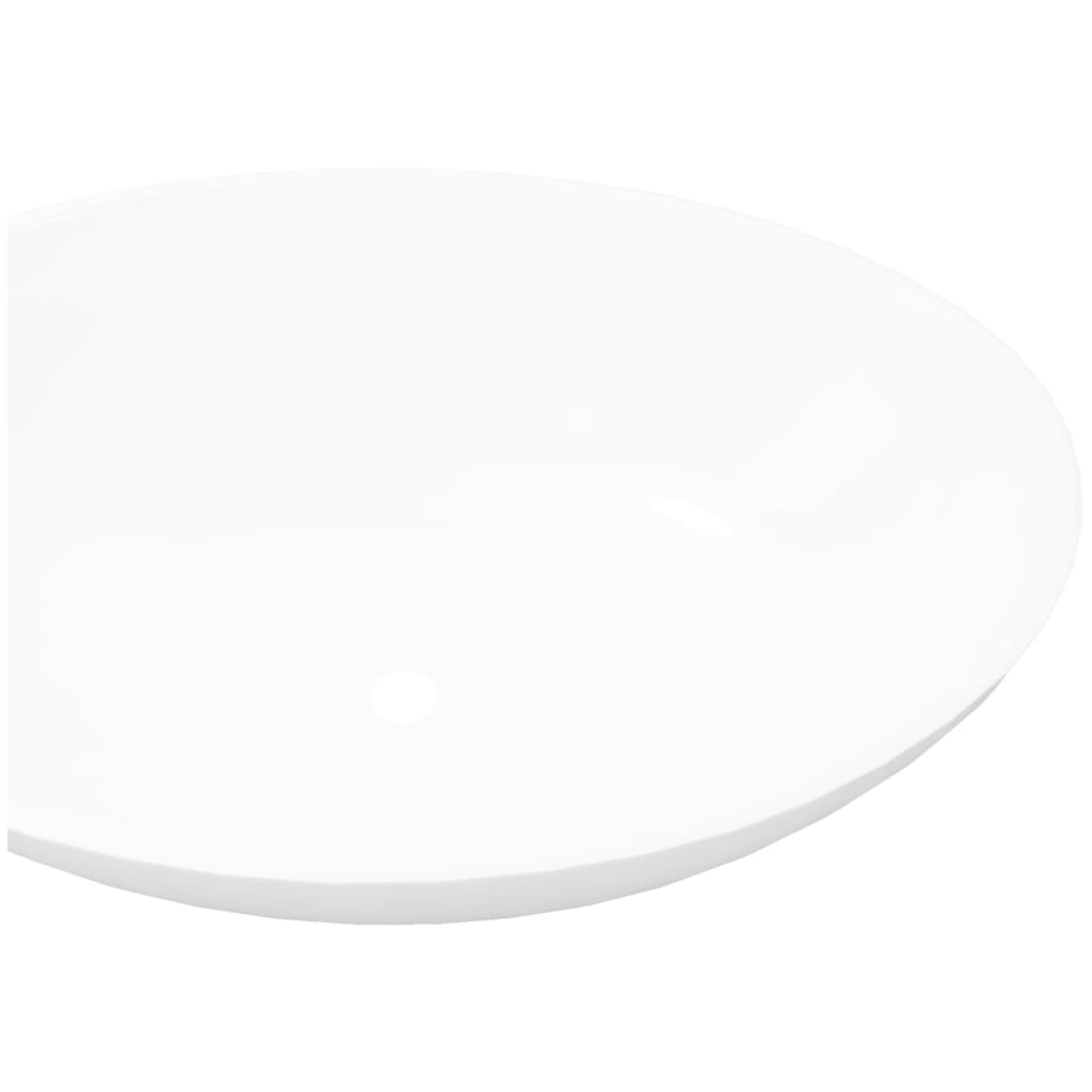 vidaXL Lavatório de luxo em cerâmica oval 40 x 33 cm branco