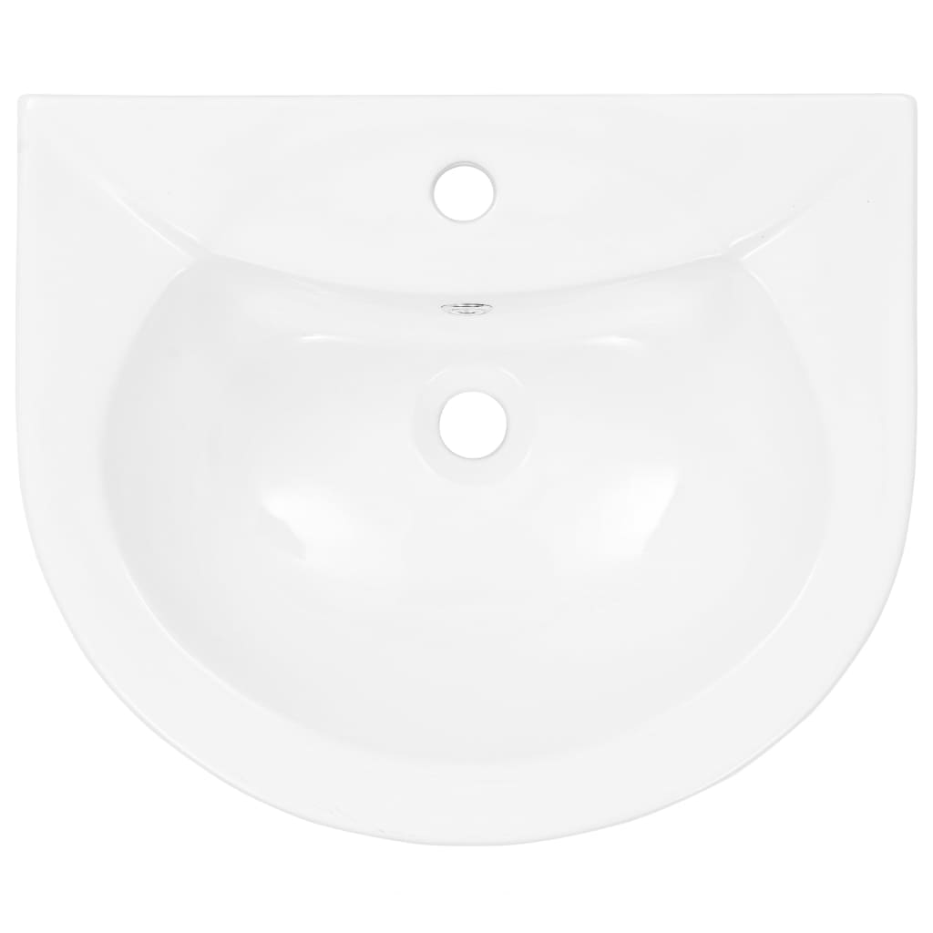 vidaXL Lavatório com coluna cerâmica branco 520x440x190 mm