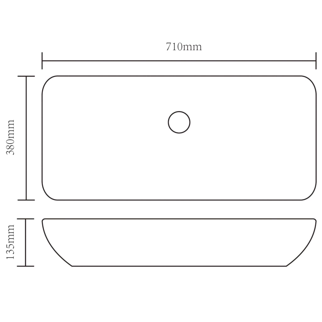 vidaXL Lavatório 71x38x13,5 cm cerâmica prateado