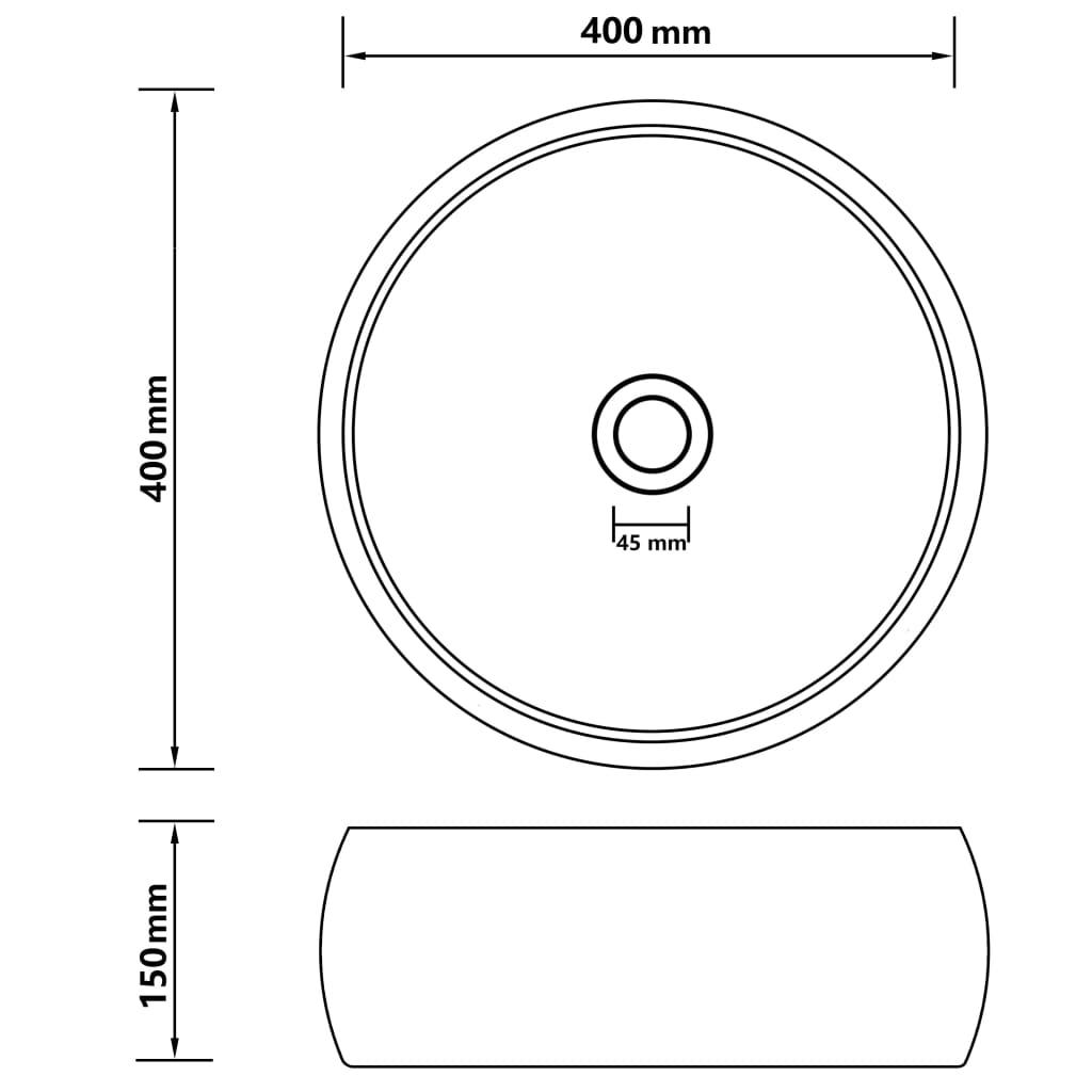 vidaXL Lavatório luxuoso redondo 40x15 cm cerâmica azul-claro mate