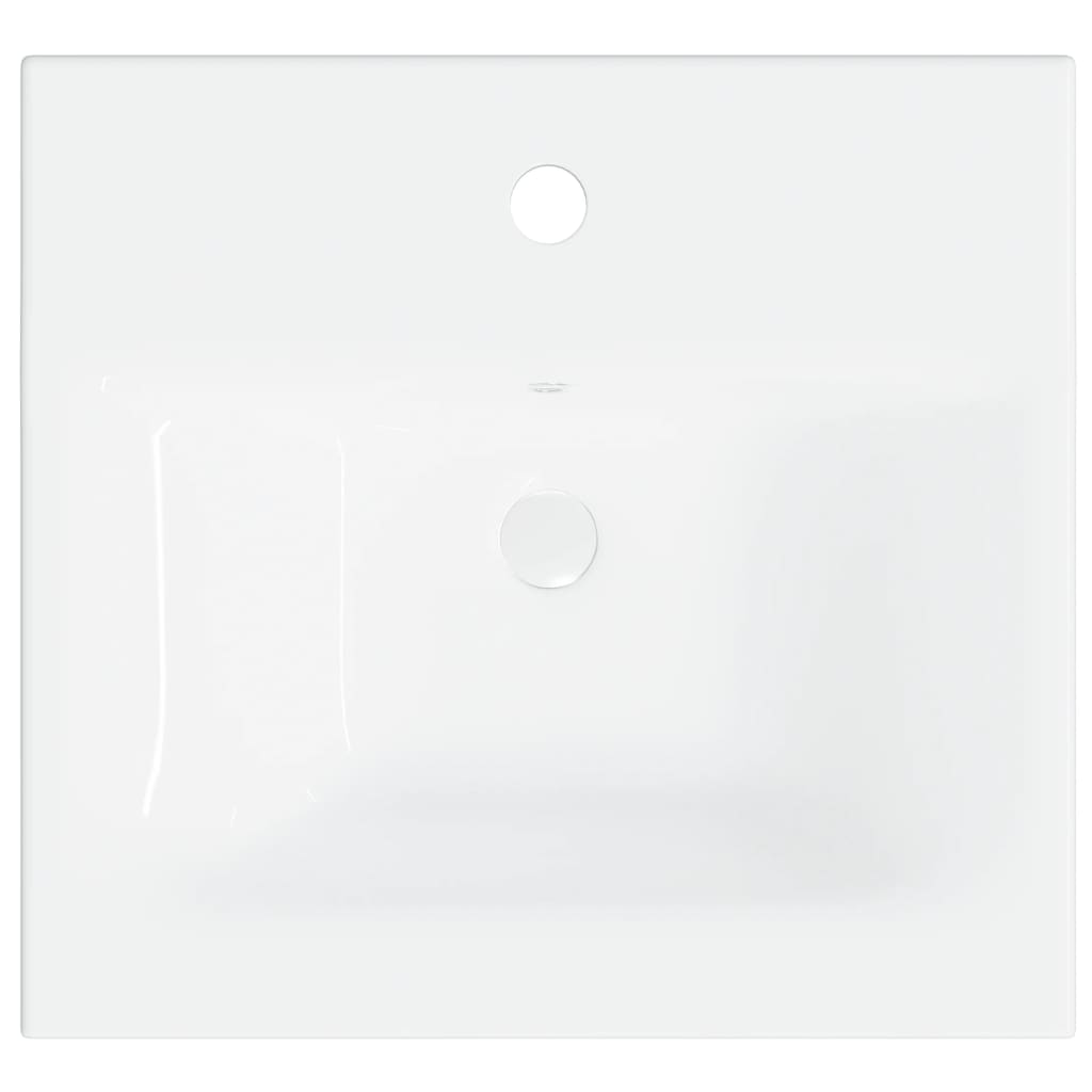 vidaXL Lavatório embutido c/ torneira 42x39x18 cm cerâmica branco