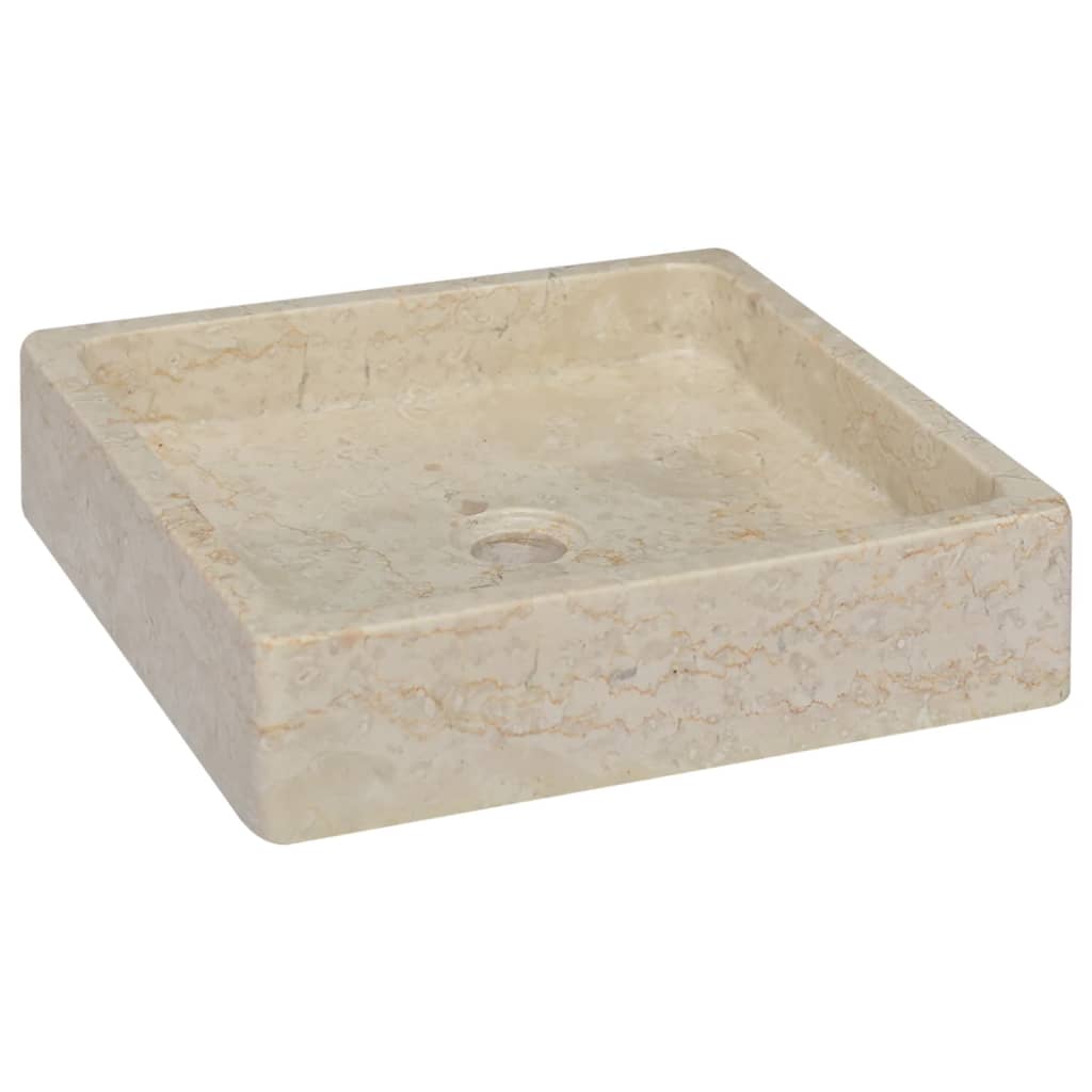 vidaXL Lavatório 40x40x10 cm mármore cor creme