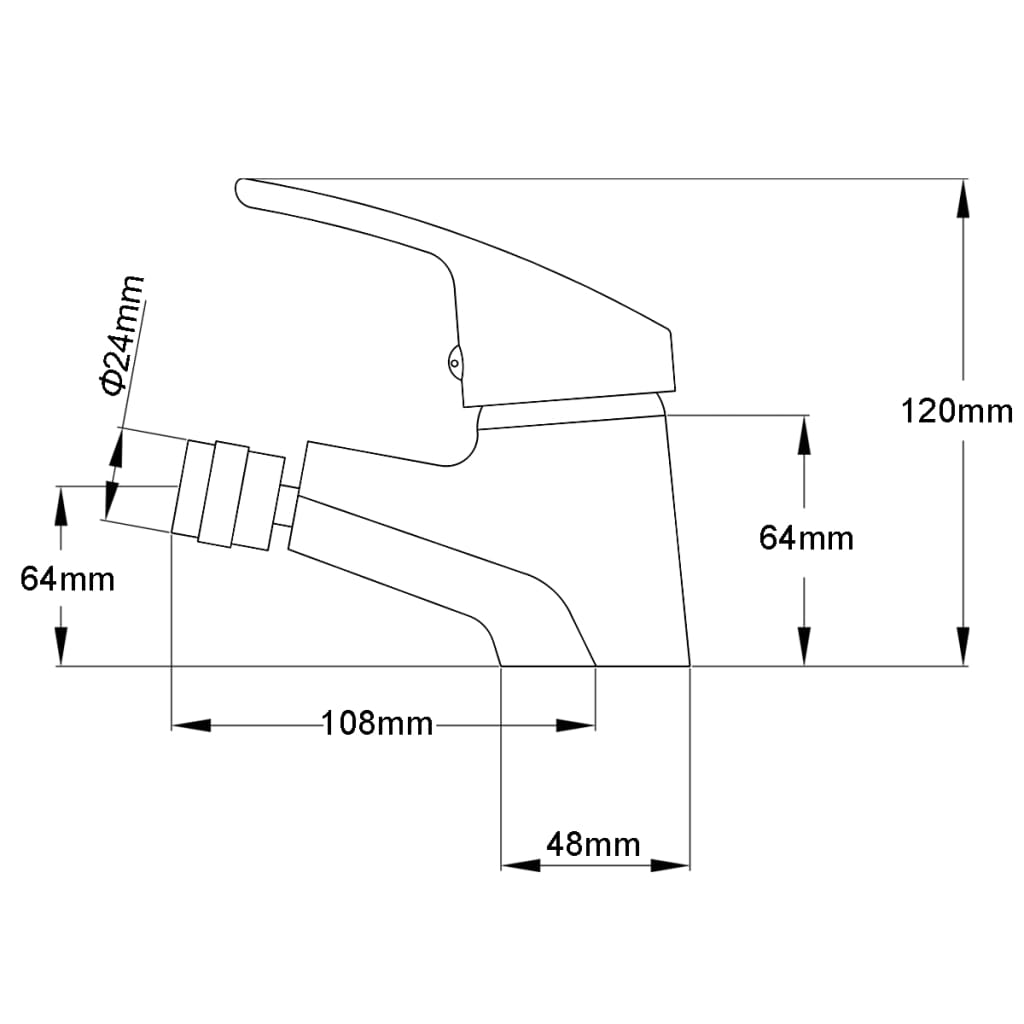 vidaXL Torneira casa banho p/ bidet monocomando cromado