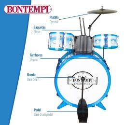 Bontempi|Bateria Musical Bontempi Azul Plástico 85 x 68 x 65 cm (9 Peças) (2 Unidades)