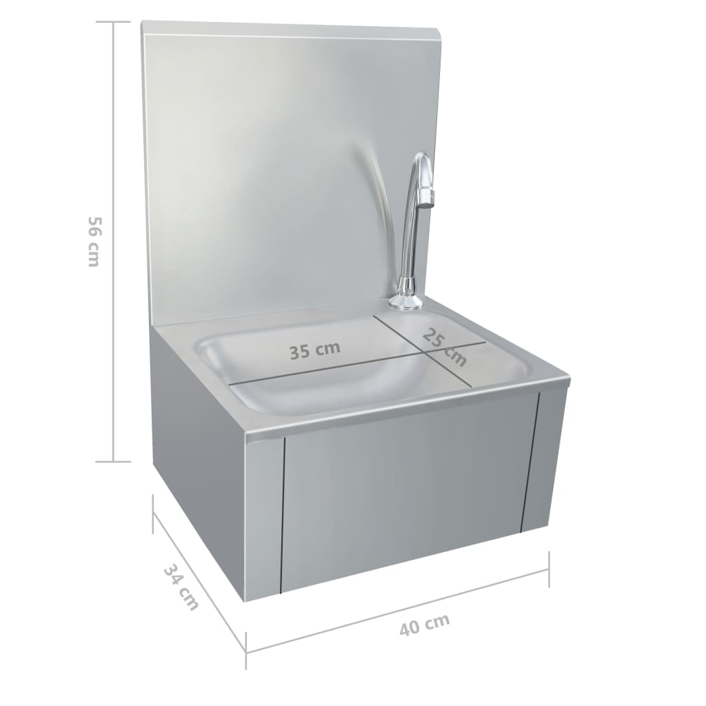 vidaXL Lavatório com torneira aço inoxidável e dispensador de sabonete