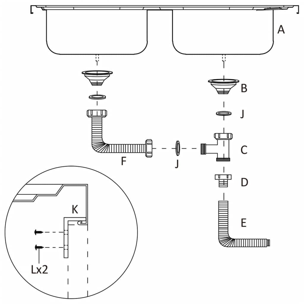 vidaXL Lava-louça cozinha + cuba dupla aço inox prateado