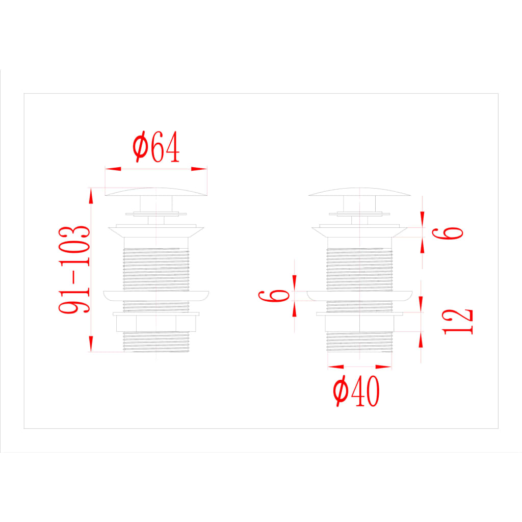 vidaXL Válvula escoamento s/função antitransbordo 6,4x6,4x9,1cm prata