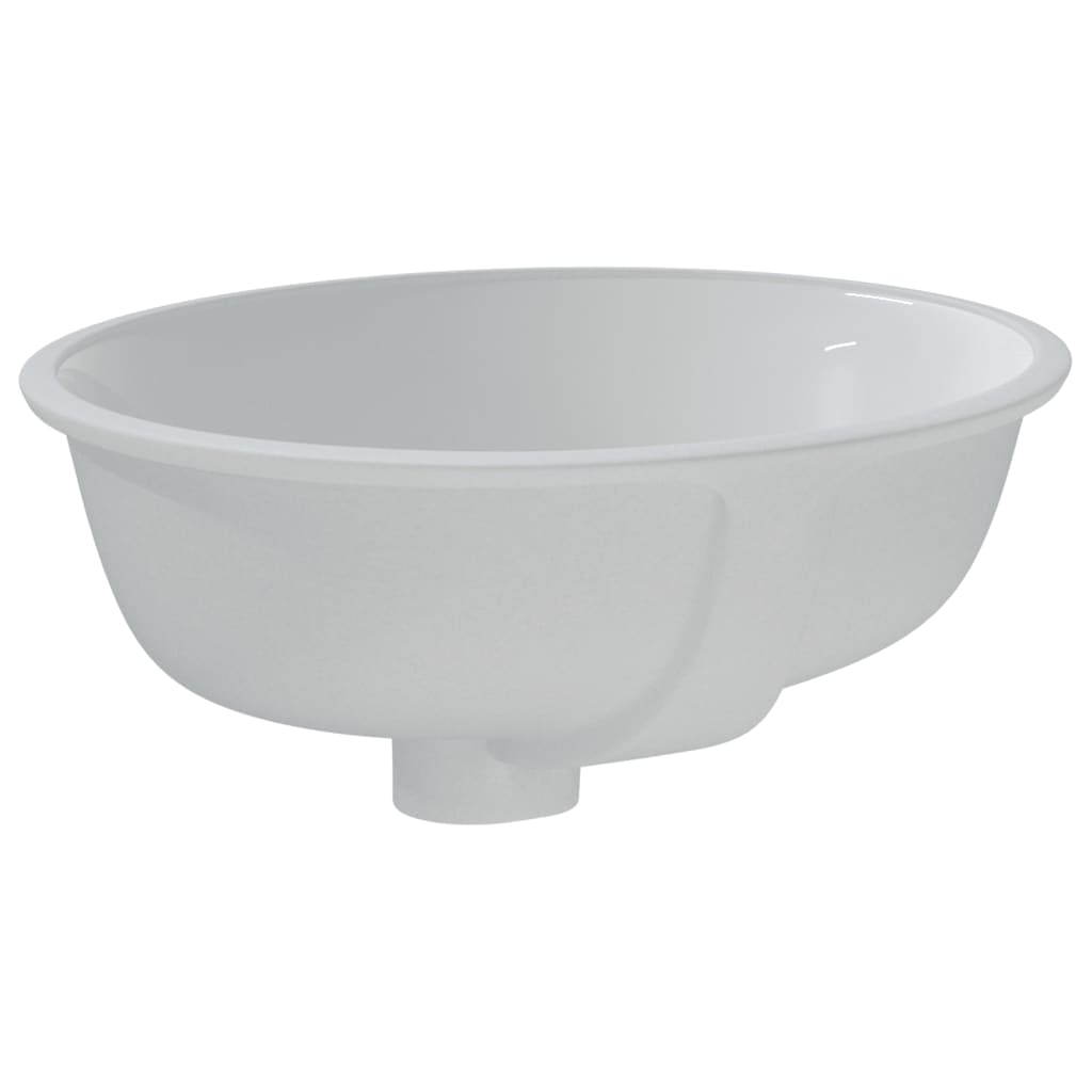 vidaXL Lavatório casa de banho oval 37x31x17,5 cm cerâmica branco