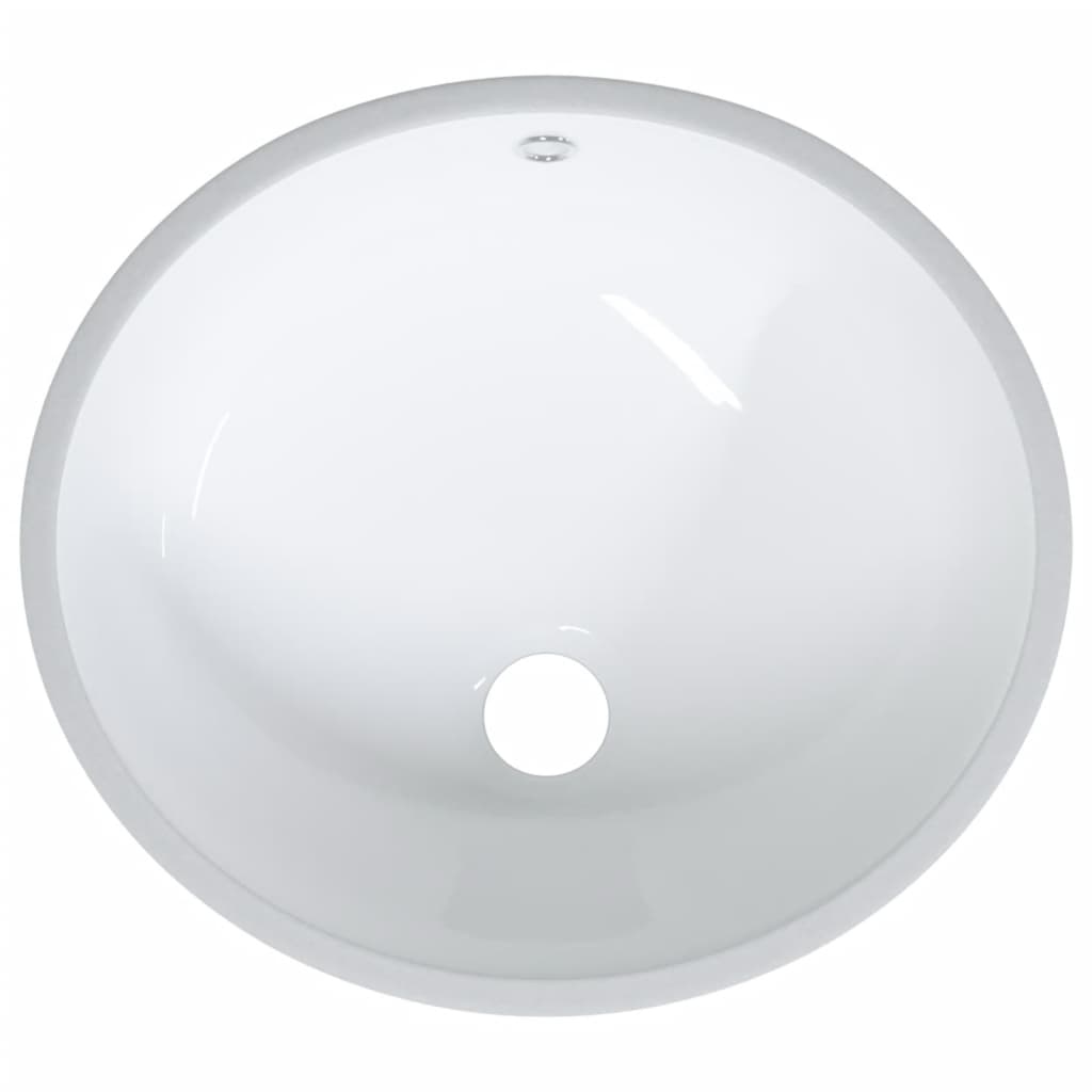 vidaXL Lavatório casa de banho oval 37x31x17,5 cm cerâmica branco