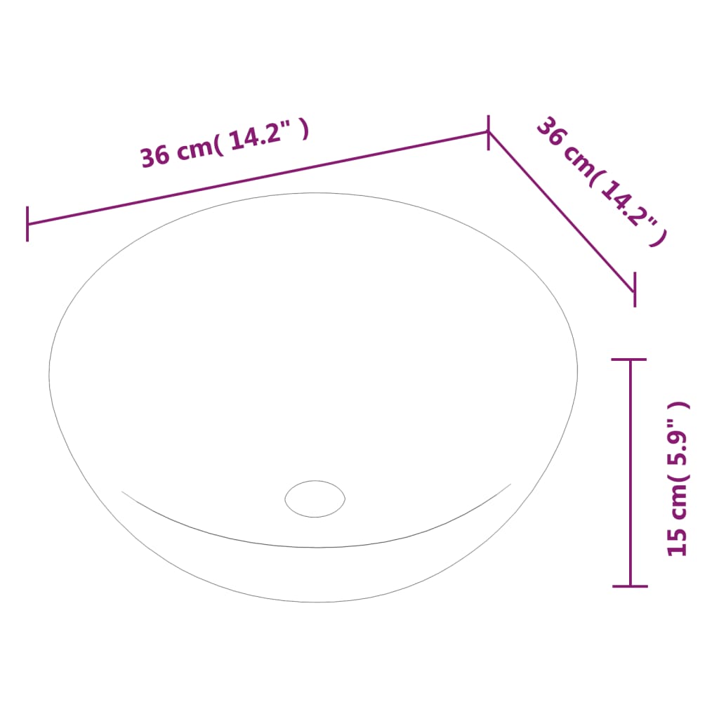 vidaXL Lavatório redondo 36x15 cm cerâmica branco