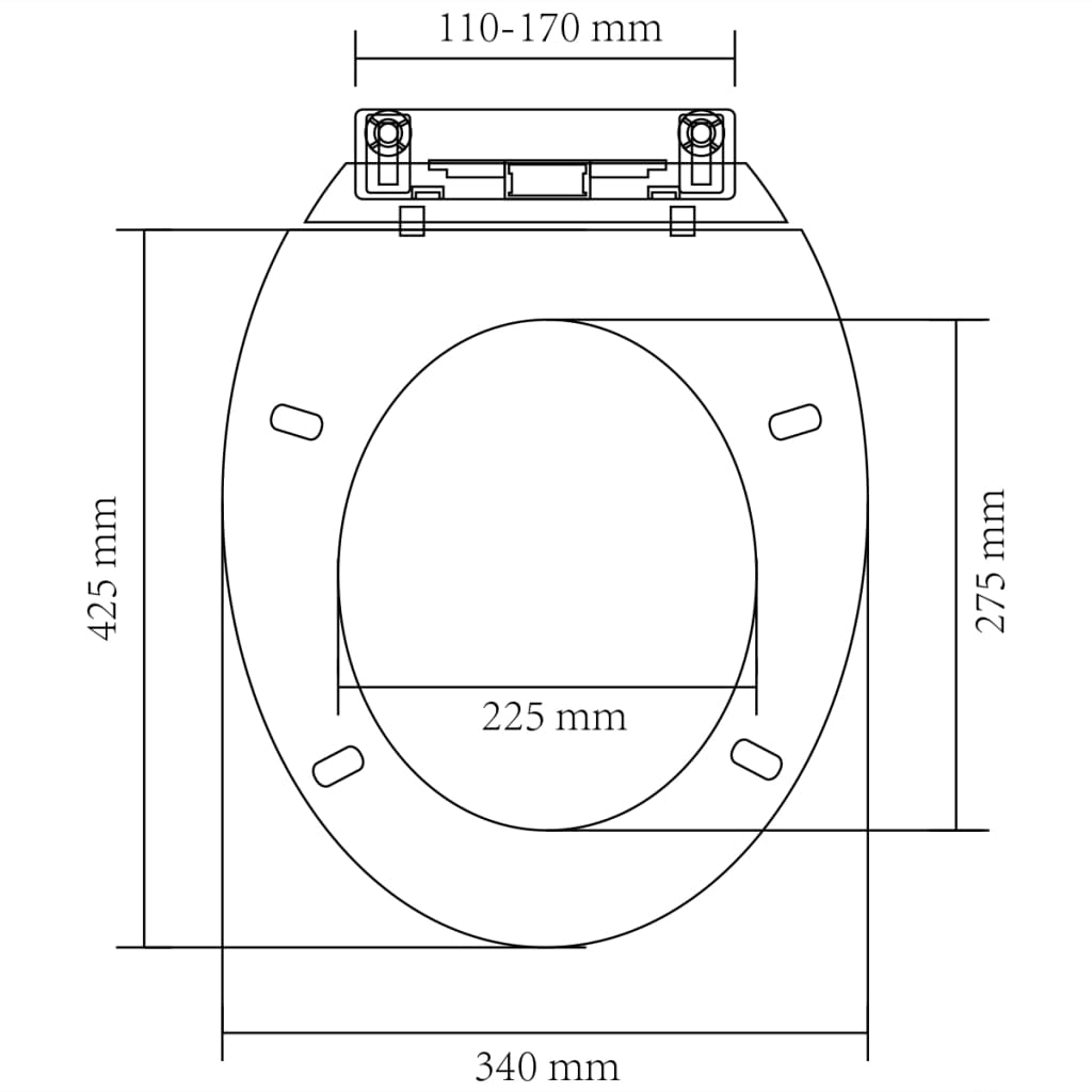 vidaXL Tampo de sanita com fecho suave oval branco