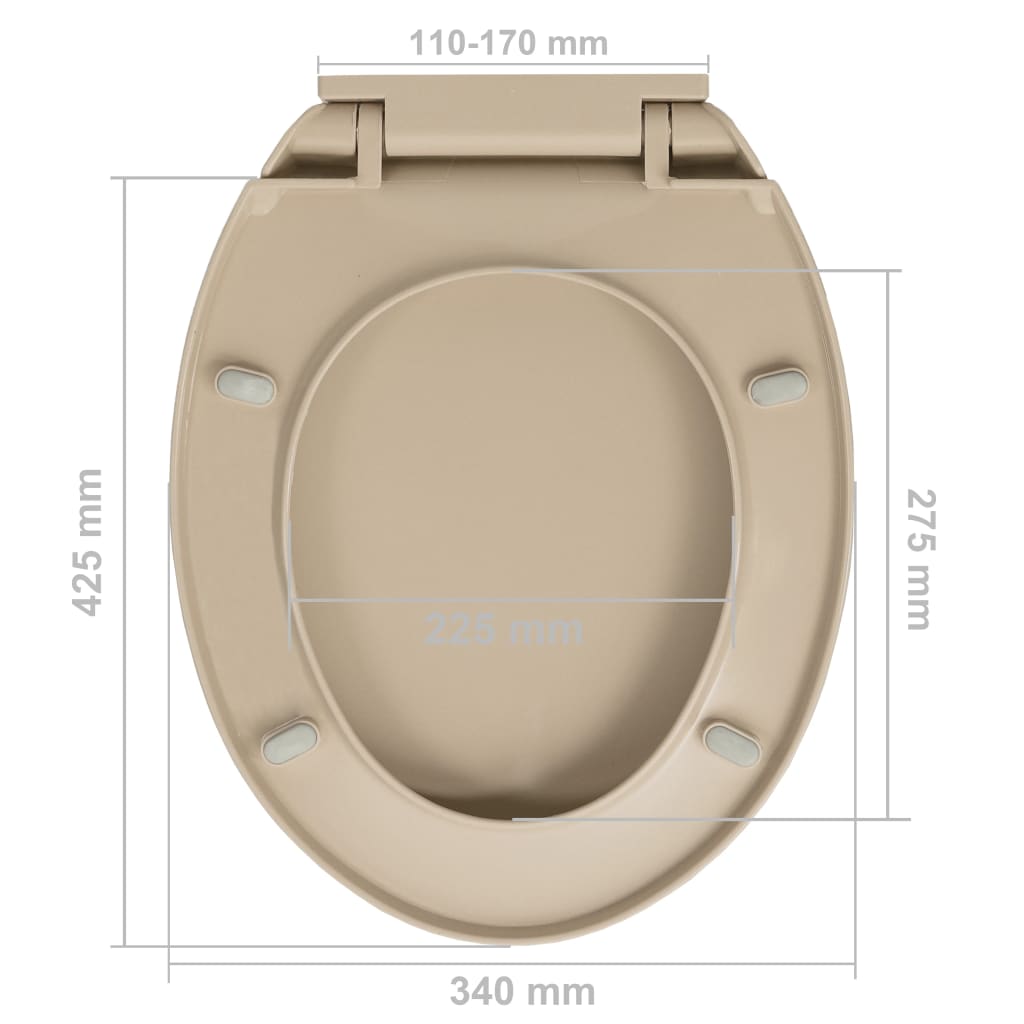 vidaXL Tampo sanita oval fecho suave e remoção rápida cor bege