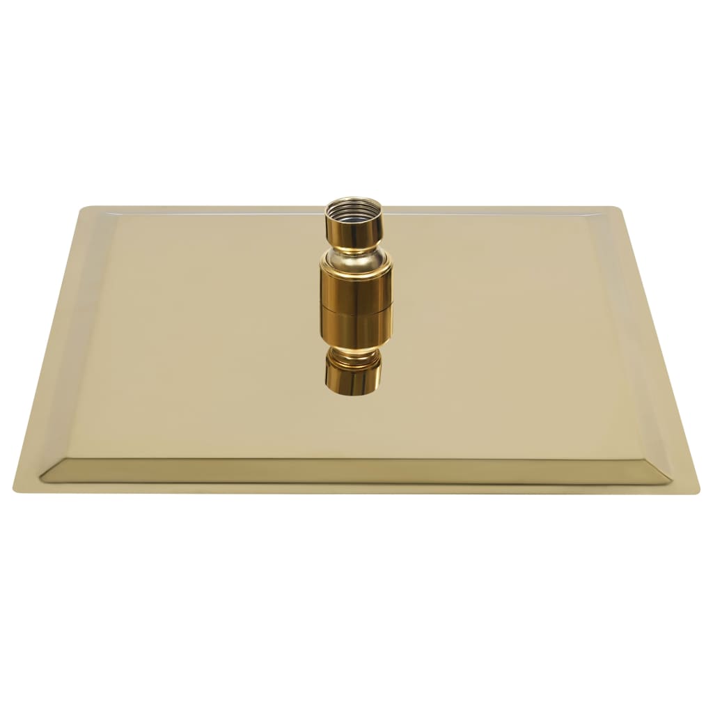 vidaXL Cabeça de chuveiro quadrada 20x20 cm aço inoxidável dourado