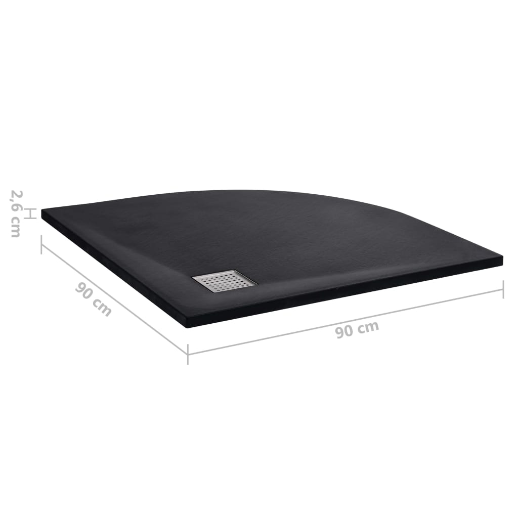 vidaXL Base de chuveiro SMC 90x90 cm preto