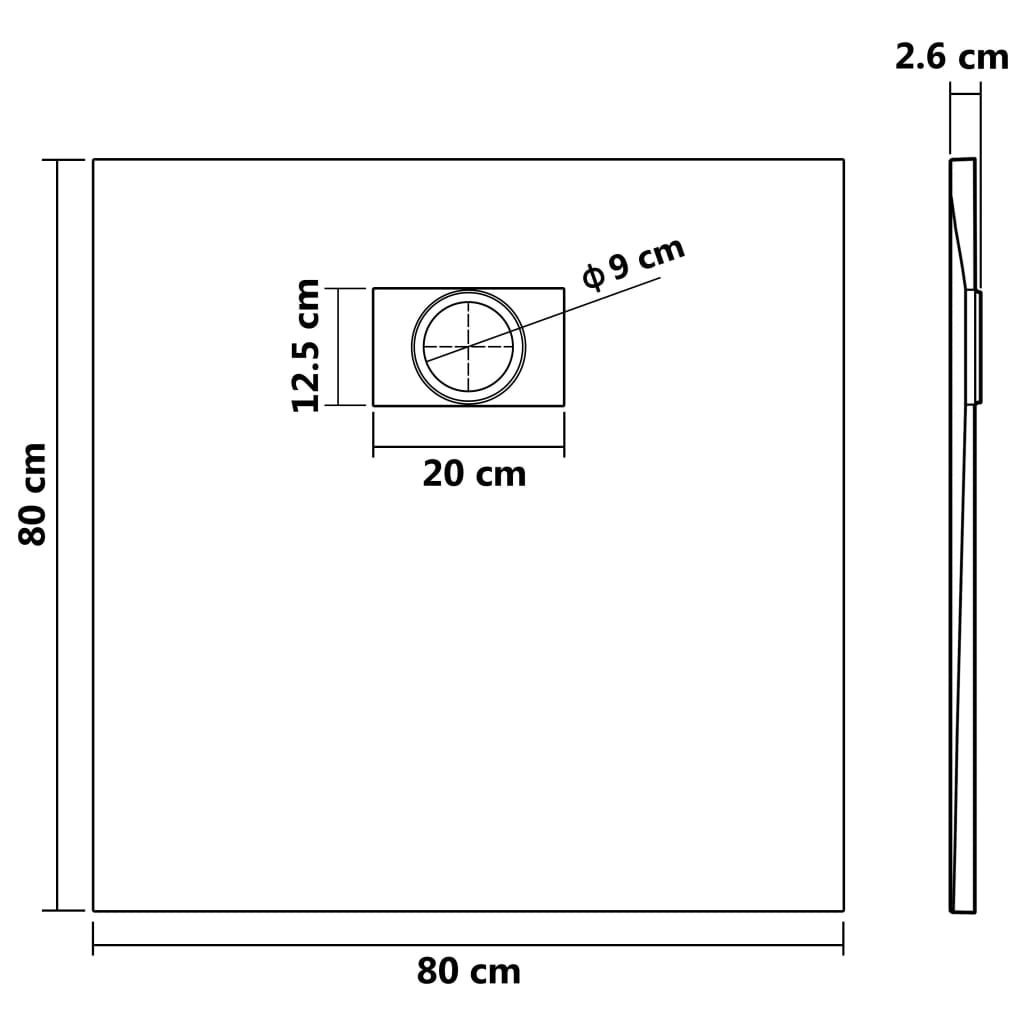 vidaXL Base de chuveiro 80x80 cm SMC castanho