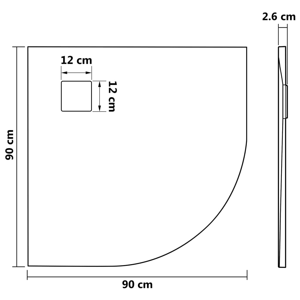 vidaXL Base de chuveiro SMC 90x90 cm castanho