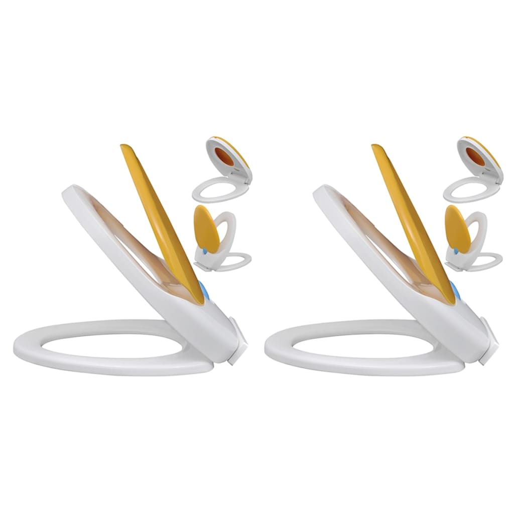 vidaXL Tampos sanita tampas fecho suave 2pcs plástico branco e amarelo