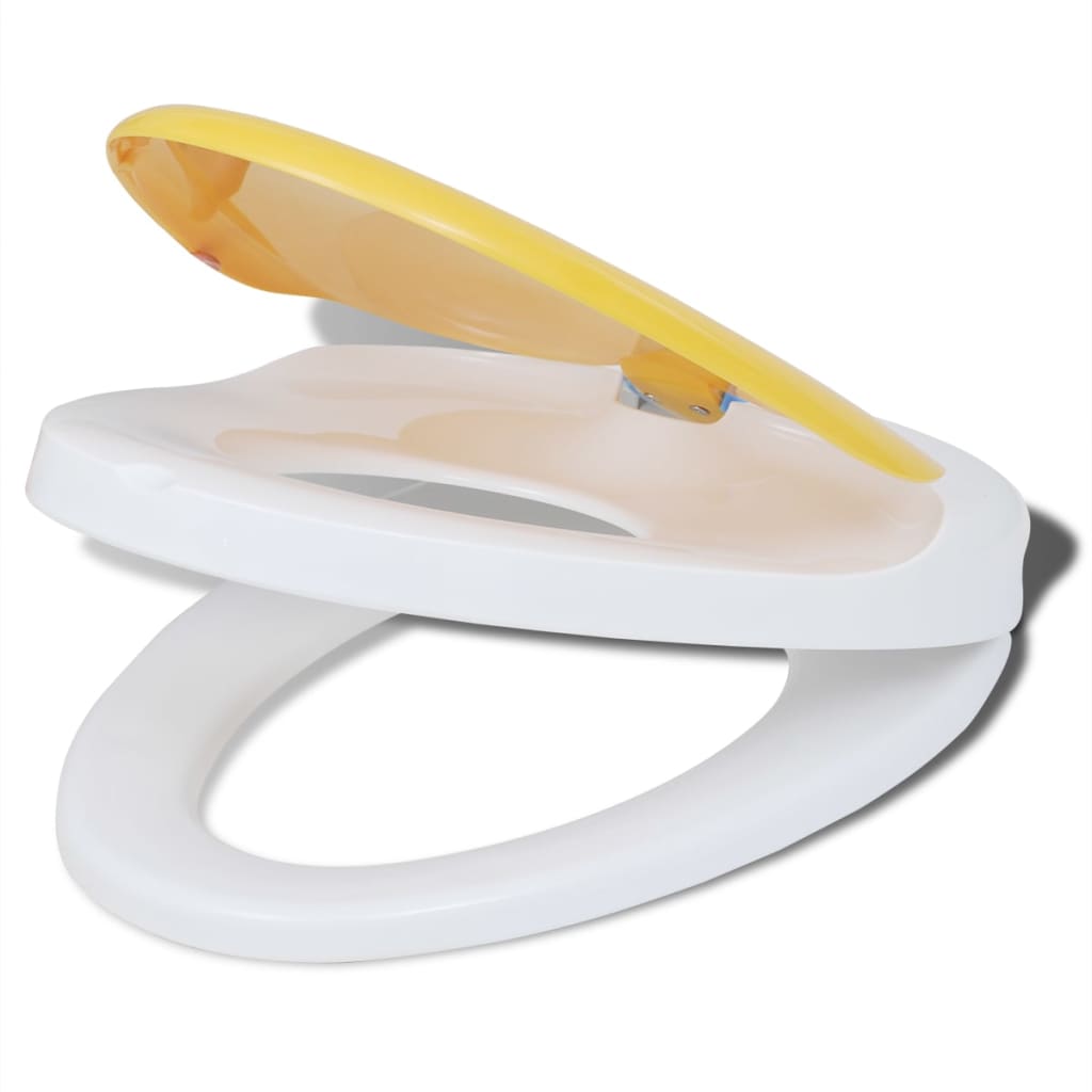 vidaXL Tampos sanita tampas fecho suave 2pcs plástico branco e amarelo