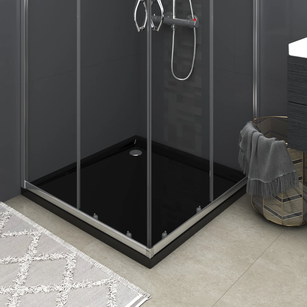 vidaXL Base de chuveiro quadrada 90x90 cm ABS preto