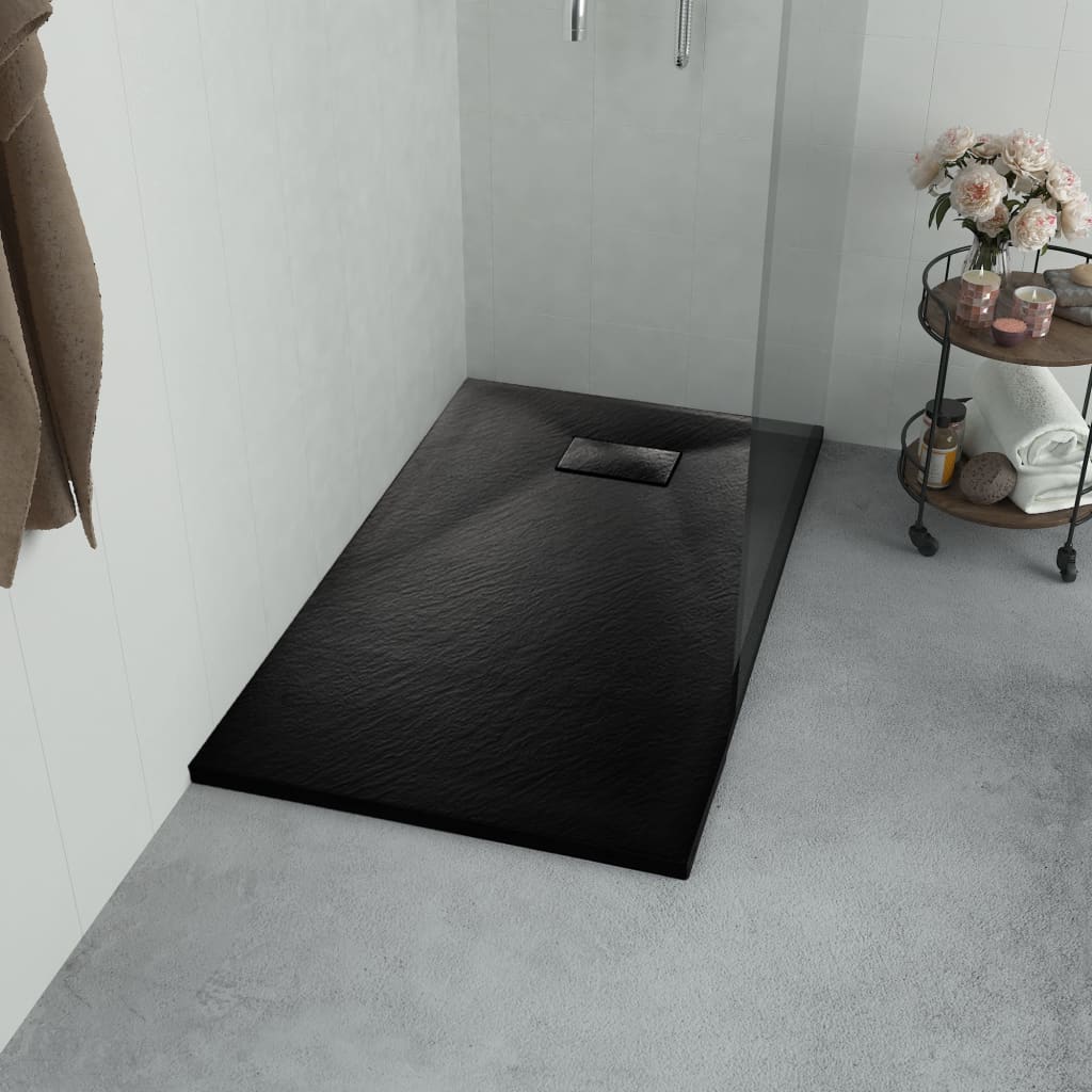 vidaXL Base de chuveiro SMC 90x80 cm preto