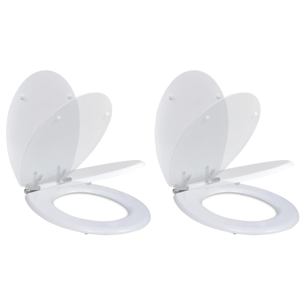 vidaXL Assentos de sanita com tampas de fecho suave 2 pcs MDF branco