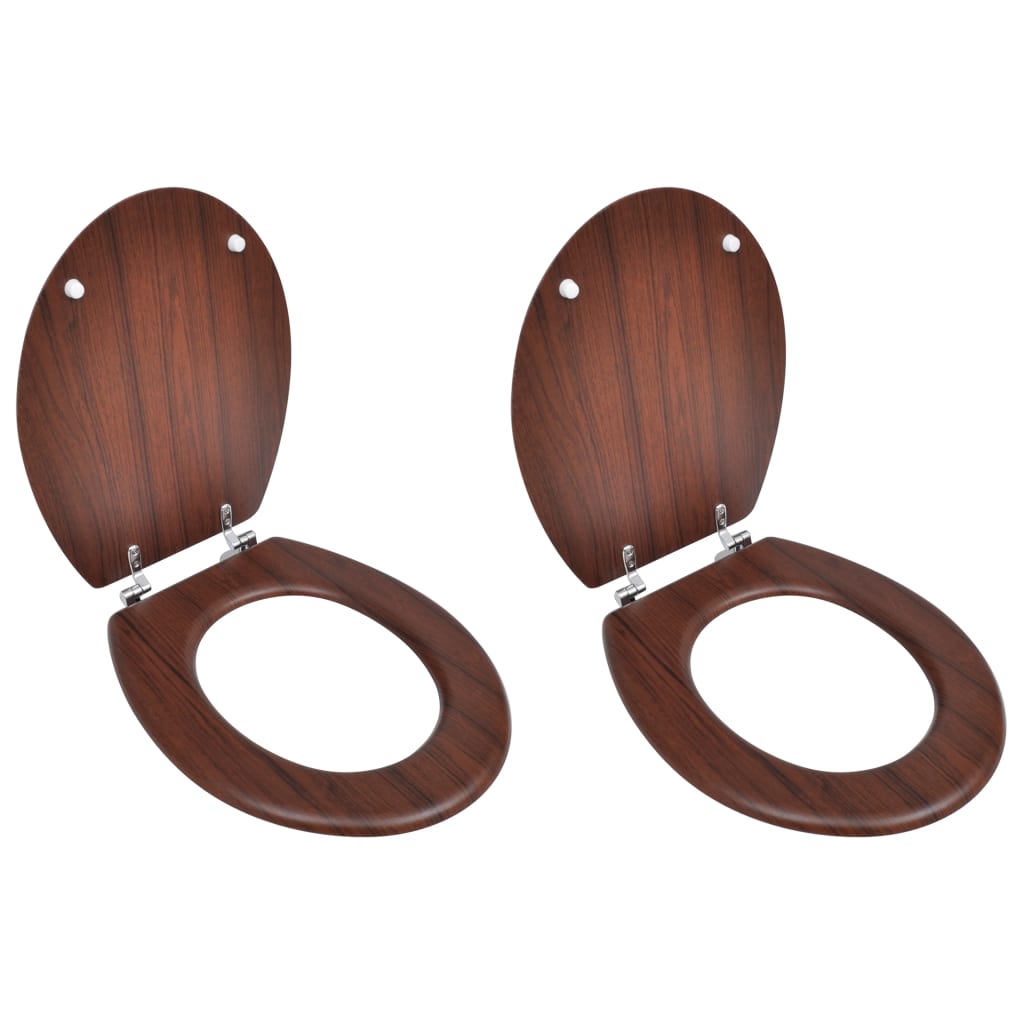 vidaXL Assentos de sanita com tampas 2 pcs MDF castanho