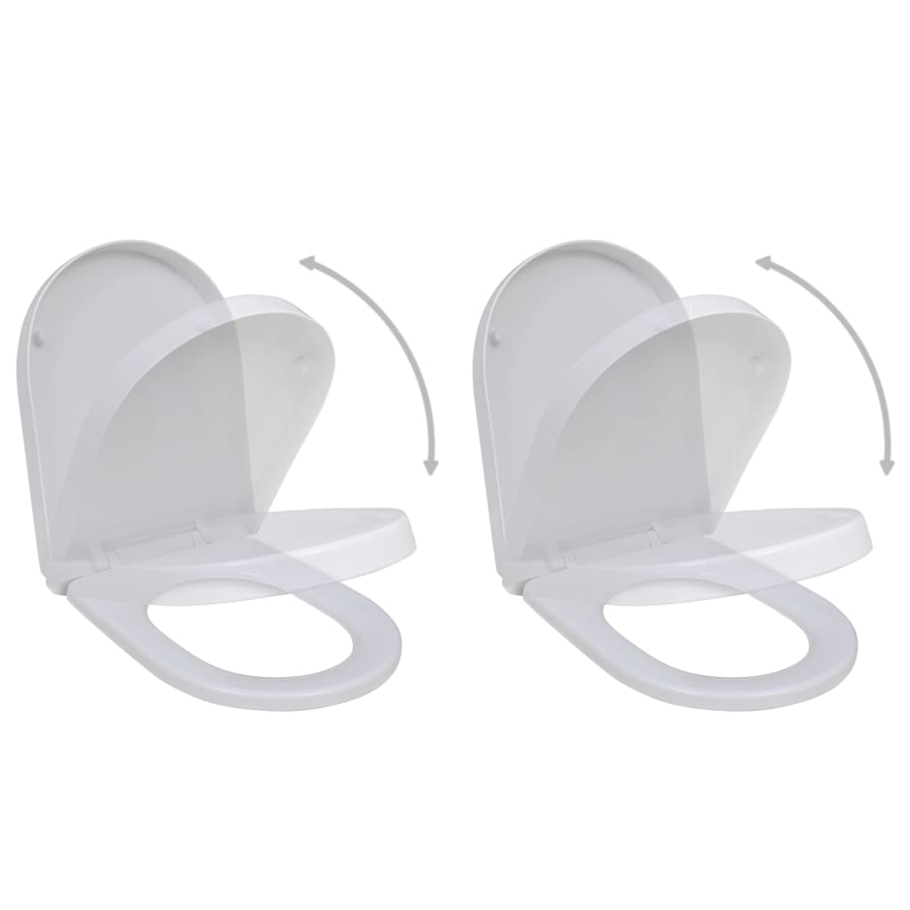 vidaXL Tampos sanita com tampas de fecho suave 2 pcs plástico branco