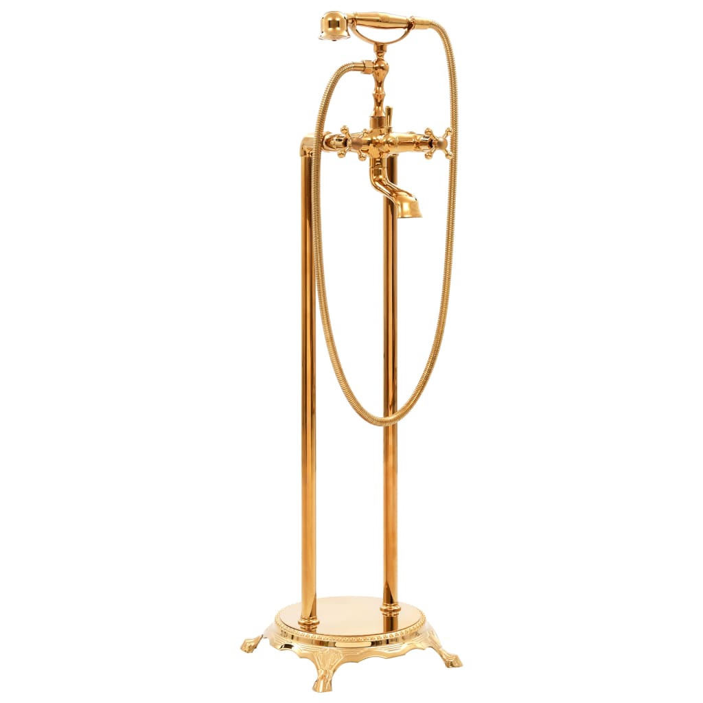 vidaXL Torneira de pé para banheira aço inoxidável 99,5 cm dourado