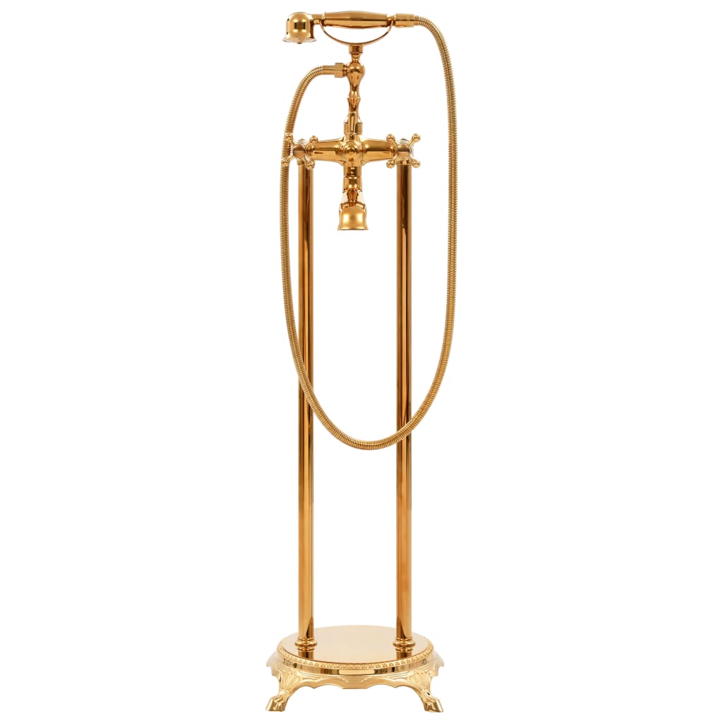 vidaXL Torneira de pé para banheira aço inoxidável 99,5 cm dourado