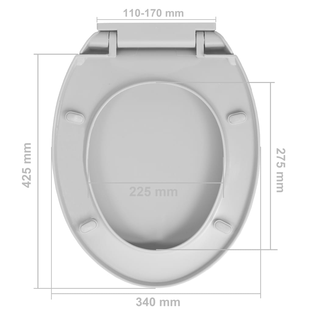 vidaXL Tampo sanita oval fecho suave e remoção rápida cinzento-claro