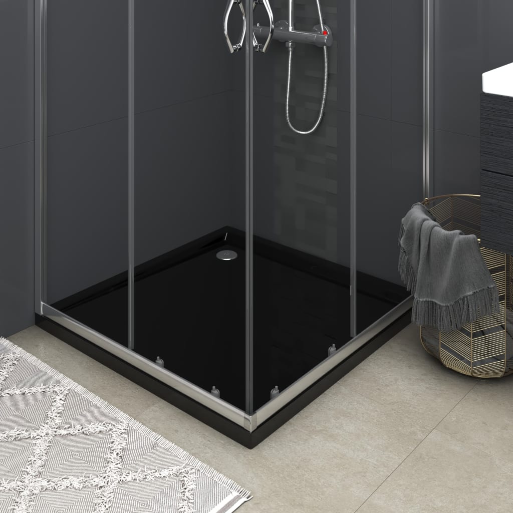 vidaXL Base de chuveiro quadrada 80x80 cm ABS preto