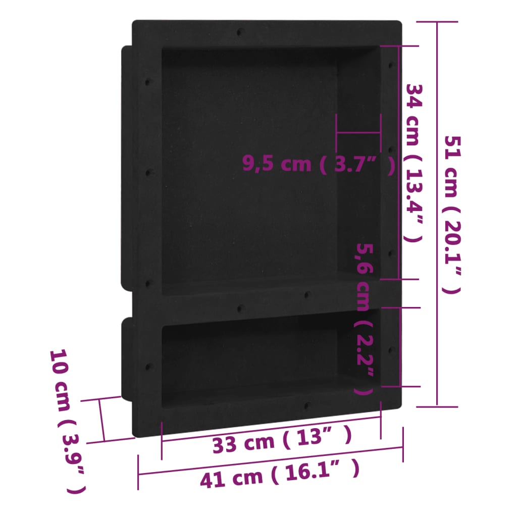 vidaXL Habitáculo chuveiro c/ 2 compartimentos 41x51x10 cm preto mate