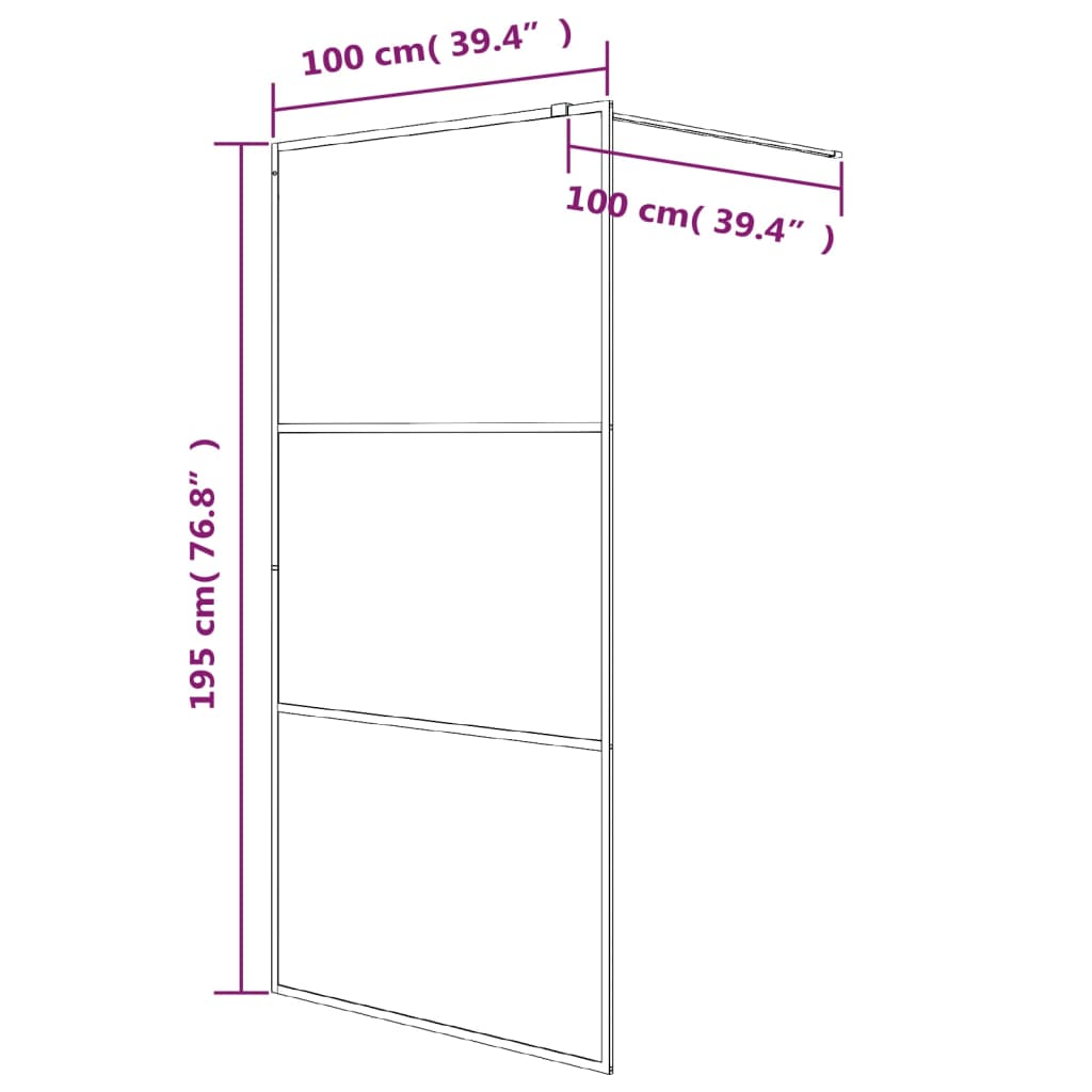 vidaXL Divisória de chuveiro prateado 100x195cm vidro ESG transparente