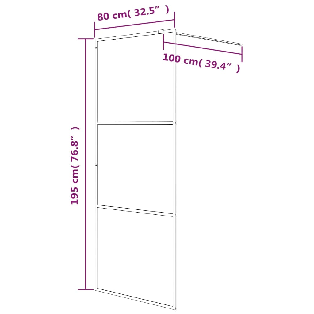 vidaXL Divisória de chuveiro branco 80x195 cm vidro ESG transparente