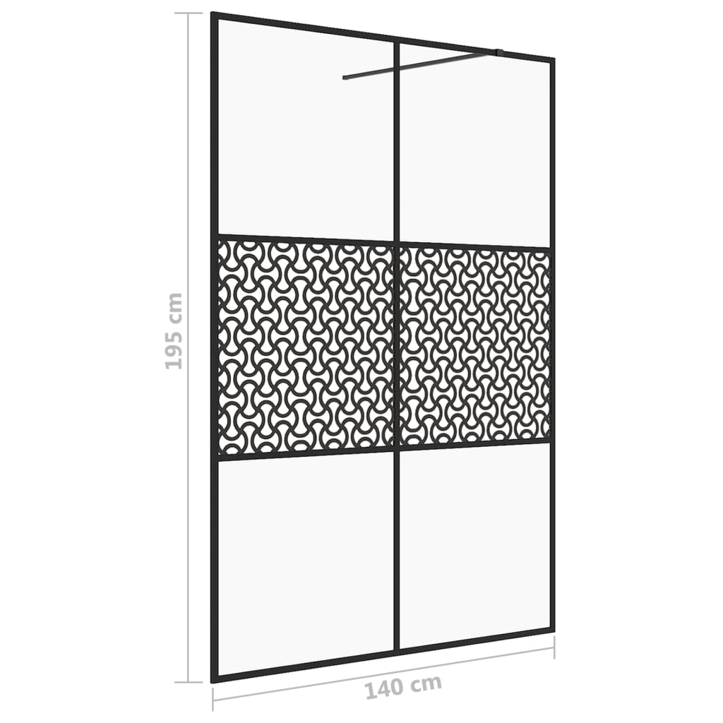 vidaXL Divisória de chuveiro c/ vidro transparente ESG 140x195cm preto